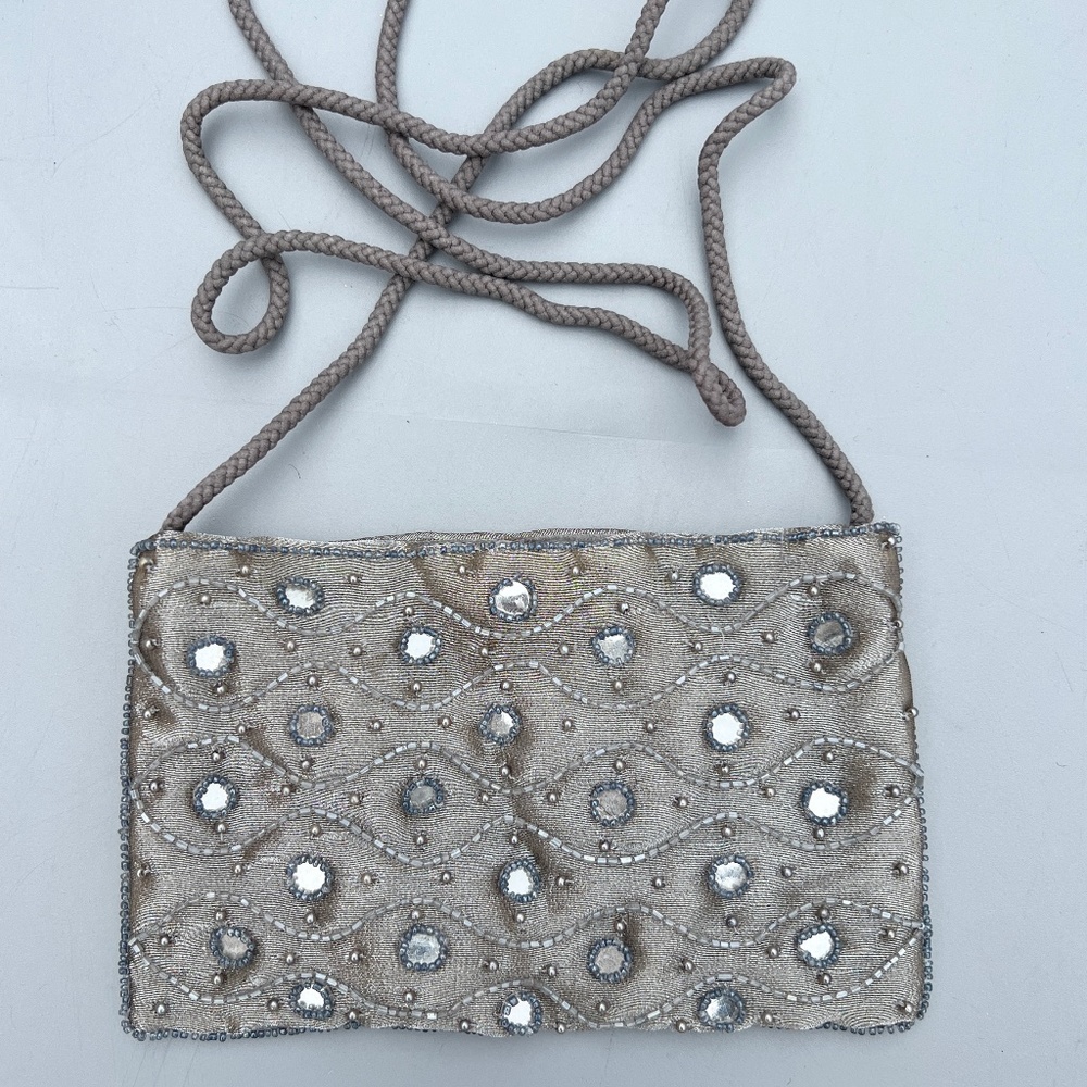 Beaded silver purse